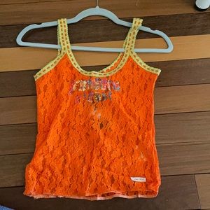 Mesh orange tank top